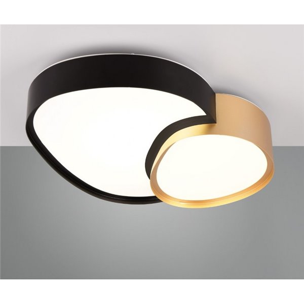 Plafón LED para techo 43,5cm RISE 21W 2400lm regulable 2700 - 6500K IP20 función memoria y luz de noche Negro-oro