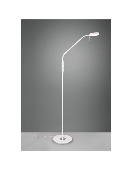 Lampadaire LED MONZA avec bras flexible et réglable, 12W, 1400lm, dimmable, 2300+3000+4000K, IP20, blanc