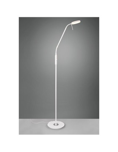 Lampadaire LED MONZA avec bras flexible et réglable, 12W, 1400lm, dimmable, 2300+3000+4000K, IP20, blanc