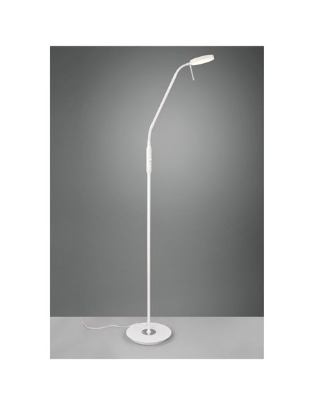 Lámpara de pie LED MONZA brazo flexible y ajustable 12W ·1400lm, regulable 2300+3000+4000K IP20 Blanco