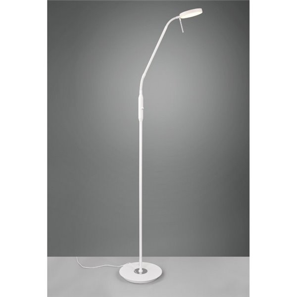 Lámpara de pie LED MONZA brazo flexible y ajustable 12W ·1400lm, regulable 2300+3000+4000K IP20 Blanco