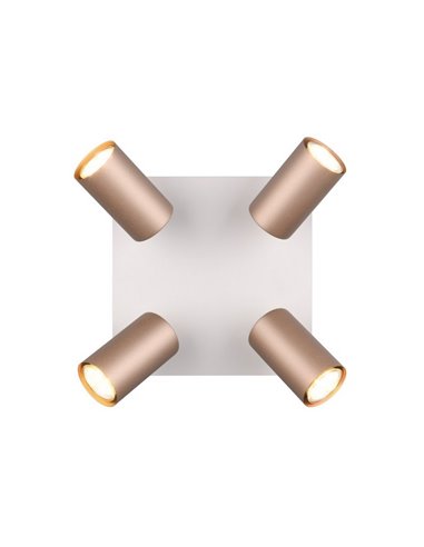 Plafón de techo con 4 focos MARLEY bombilla excl. 4x GU10 max. 35W IP20 Marrón-Beige