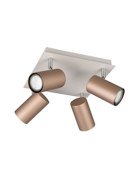 Plafón de techo con 4 focos MARLEY bombilla excl. 4x GU10 max. 35W IP20 Marrón-Beige