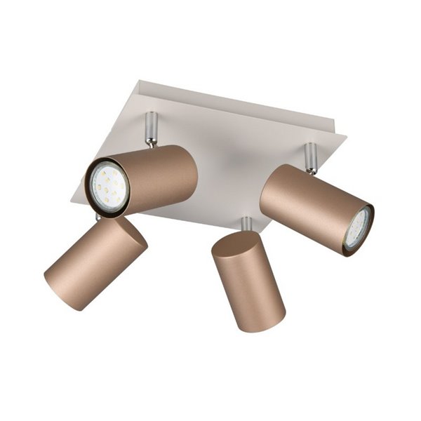 Plafón de techo con 4 focos MARLEY bombilla excl. 4x GU10 max. 35W IP20 Marrón-Beige
