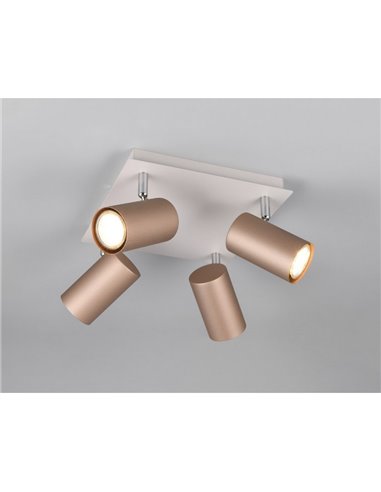 Plafón de techo con 4 focos MARLEY bombilla excl. 4x GU10 max. 35W IP20 Marrón-Beige