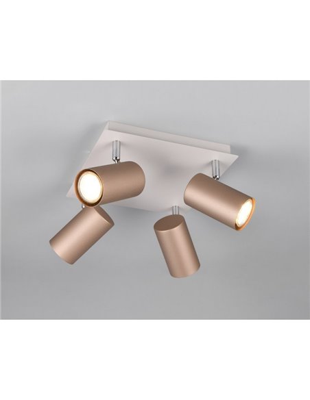 Plafón de techo con 4 focos MARLEY bombilla excl. 4x GU10 max. 35W IP20 Marrón-Beige