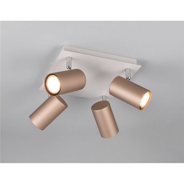Plafón de techo con 4 focos MARLEY bombilla excl. 4x GU10 max. 35W IP20 Marrón-Beige