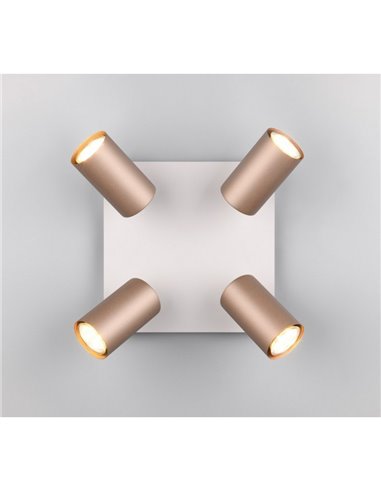 Plafón de techo con 4 focos MARLEY bombilla excl. 4x GU10 max. 35W IP20 Marrón-Beige