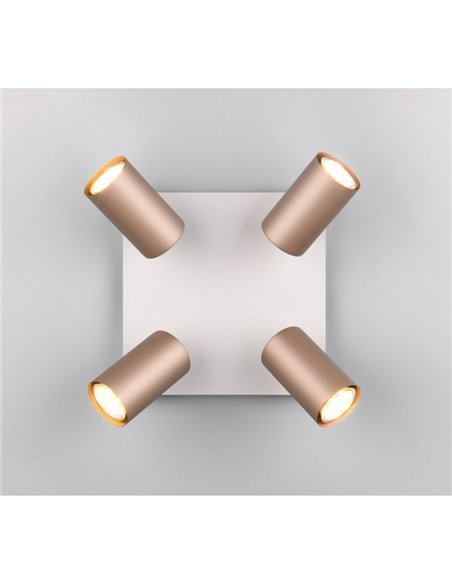Plafón de techo con 4 focos MARLEY bombilla excl. 4x GU10 max. 35W IP20 Marrón-Beige