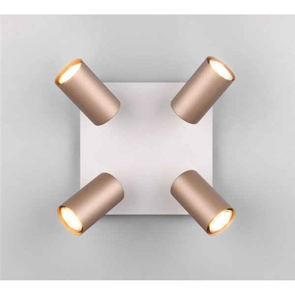 Plafón de techo con 4 focos MARLEY bombilla excl. 4x GU10 max. 35W IP20 Marrón-Beige