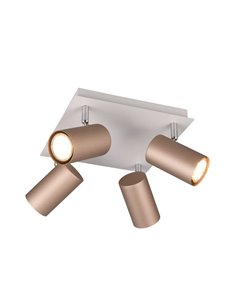 Plafón de techo con 4 focos MARLEY bombilla excl. 4x GU10 max. 35W IP20 Marrón-Beige