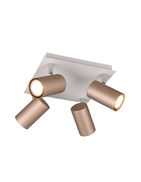 Plafón de techo con 4 focos MARLEY bombilla excl. 4x GU10 max. 35W IP20 Marrón-Beige