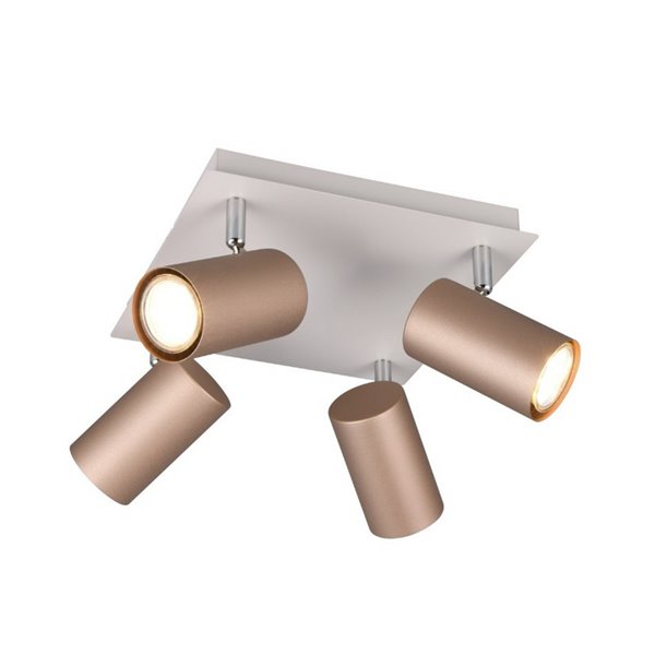 Plafón de techo con 4 focos MARLEY bombilla excl. 4x GU10 max. 35W IP20 Marrón-Beige