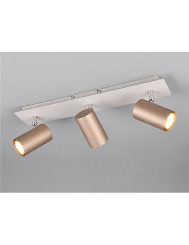 Réglette de plafond MARLEY 3 spots, ampoule exclue. 3x GU10 max. 35W Marron-Beige IP20
