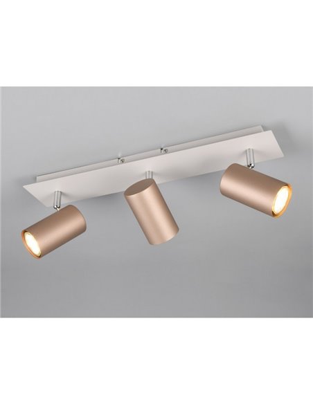 Regleta de 3 focos para techo MARLEY bombilla excl. 3x GU10 max. 35W Marrón-Beige IP20