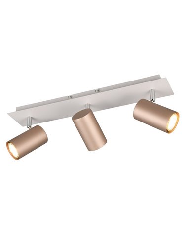 Regleta de 3 focos para techo MARLEY bombilla excl. 3x GU10 max. 35W Marrón-Beige IP20
