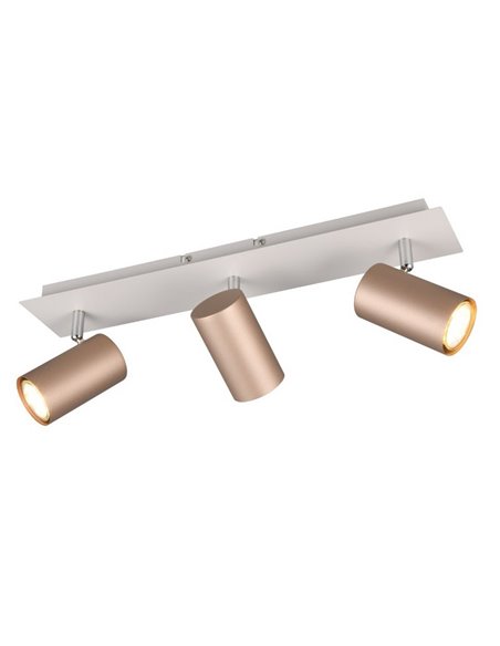 Regleta de 3 focos para techo MARLEY bombilla excl. 3x GU10 max. 35W Marrón-Beige IP20