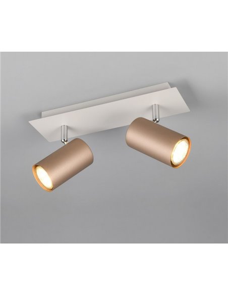 Regleta para techo de 2 focos MARLEY bombilla excl. 2x GU10 max. 35W IP20 Marrón-Beige