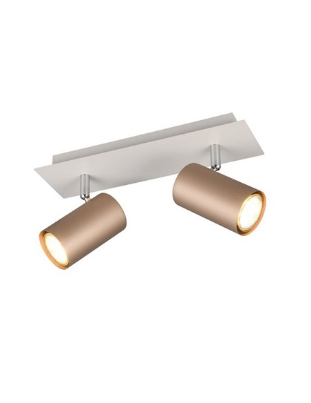 Regleta para techo de 2 focos MARLEY bombilla excl. 2x GU10 max. 35W IP20 Marrón-Beige