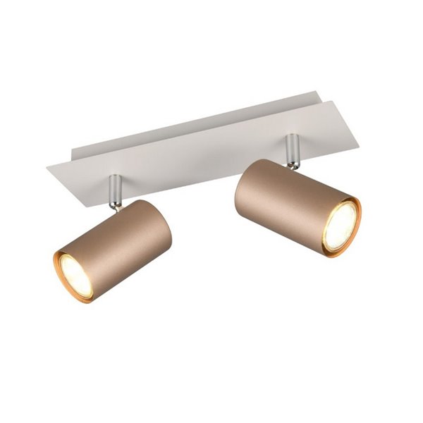 Regleta para techo de 2 focos MARLEY bombilla excl. 2x GU10 max. 35W IP20 Marrón-Beige
