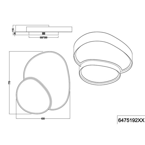 Plafón LED regulable para techo RISE 77cm 45W 5300lm 2700 - 6500K, función memoria y luz de noche IP20 Blanco