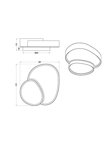 Plafón LED para techo 43,5cm RISE 21W 2400lm regulable 2700 - 6500K IP20 función memoria y luz de noche Negro-oro