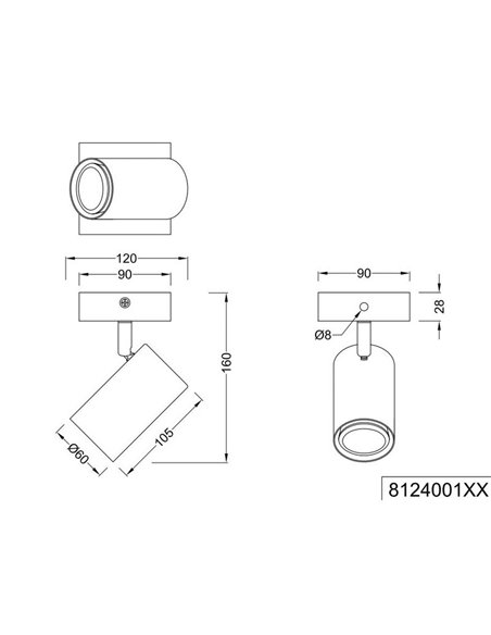 Foco de techo o aplique de pared MARLEY bombilla excl. 1x GU10 max. 25W Marrón-Beige