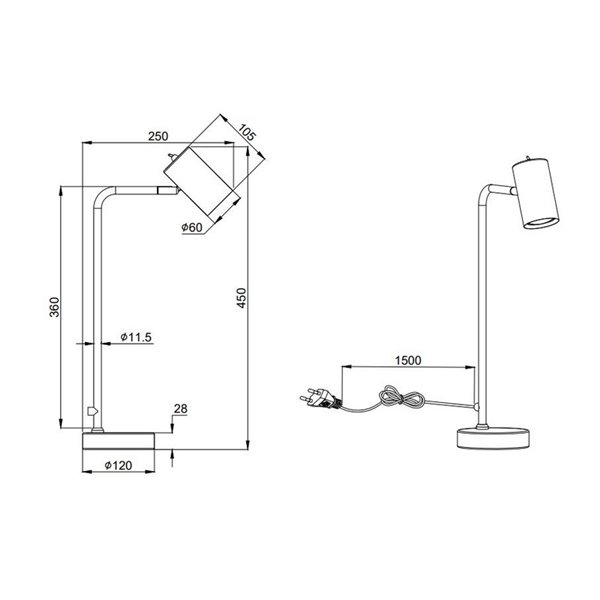 Luminária de mesa flexográfica minimalista MARLEY, lâmpada excl. 1x GU10 máx. 5W IP20 Branco