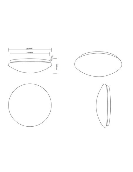 Plafón de techo LED 38cm LUKIDA 18W 2000lm, 3000 - 6000K función memoria y luz de noche IP20 Blanco