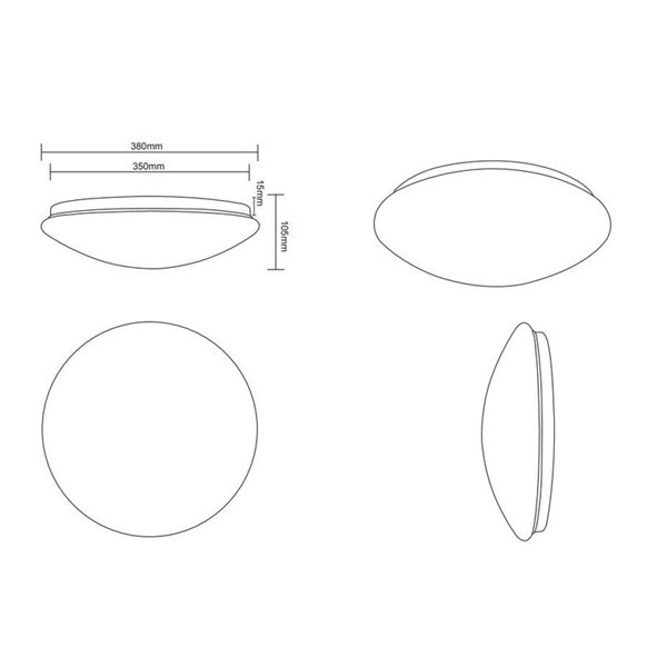 Plafonnier LED 38cm LUKIDA 18W 2000lm, 3000 - 6000K fonction mémoire et veilleuse IP20 Blanc