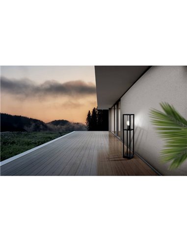 Lámpara de pie/Baliza para exterior CASCINETA, con estructura de fundición de aluminio negro, E27, IP54 