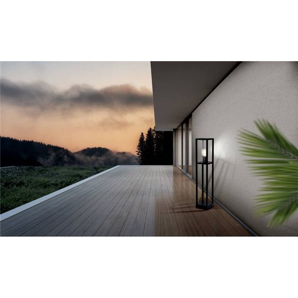 Lámpara de pie/Baliza para exterior CASCINETA, con estructura de fundición de aluminio negro, E27, IP54 