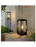 Lámpara de pie/Baliza para exterior CASCINETA, con estructura de fundición de aluminio negro, E27, IP54 