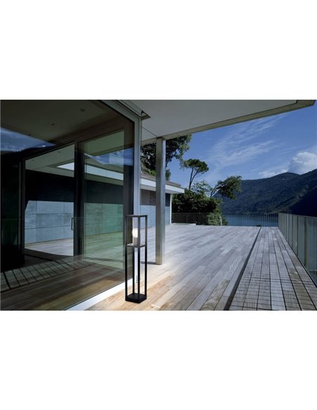 Lámpara de pie/Baliza para exterior CASCINETA, con estructura de fundición de aluminio negro, E27, IP54 