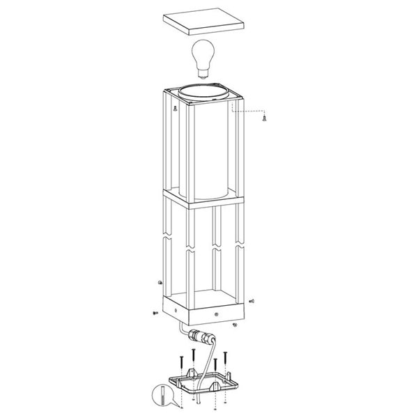 Lámpara de pie/Baliza para exterior CASCINETA, con estructura de fundición de aluminio negro, E27, IP54 