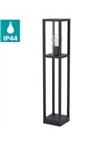 Lámpara de pie/Baliza para exterior CASCINETA, con estructura de fundición de aluminio negro, E27, IP54 
