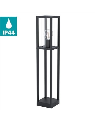 Lámpara de pie/Baliza para exterior CASCINETA, con estructura de fundición de aluminio negro, E27, IP54 