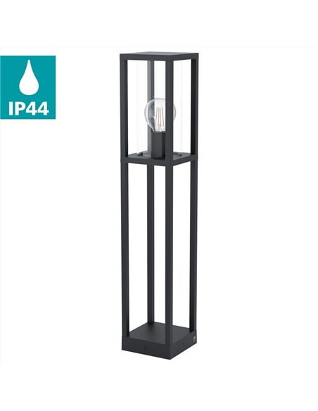 Lámpara de pie/Baliza para exterior CASCINETA, con estructura de fundición de aluminio negro, E27, IP54 