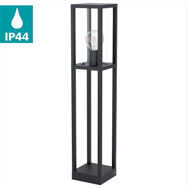 Lámpara de pie/Baliza para exterior CASCINETA, con estructura de fundición de aluminio negro, E27, IP54 