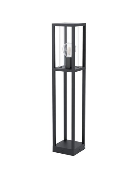 Lámpara de pie/Baliza para exterior CASCINETA, con estructura de fundición de aluminio negro, E27, IP54 