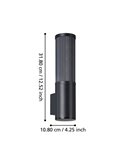 Aplique de pared exterior SALLE, negro cilíndrico con estructura de aluminio y plástico estriado, E27, IP54
