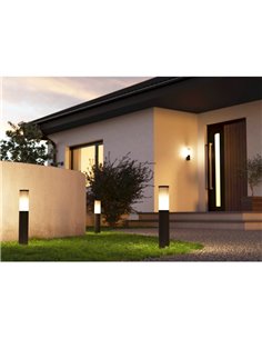 Luminária de parede para exterior SALLE, cilíndrica preta com estrutura em alumínio e plástico nervurado, E27, IP54 2