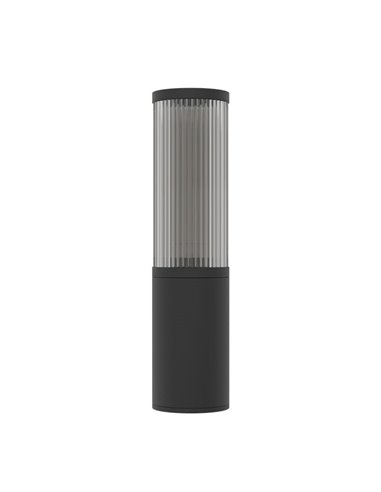 Aplique de pared exterior SALLE, negro cilíndrico con estructura de aluminio y plástico estriado, E27, IP54