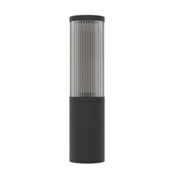 Aplique de pared exterior SALLE, negro cilíndrico con estructura de aluminio y plástico estriado, E27, IP54