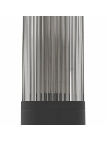 Aplique de pared exterior SALLE, negro cilíndrico con estructura de aluminio y plástico estriado, E27, IP54