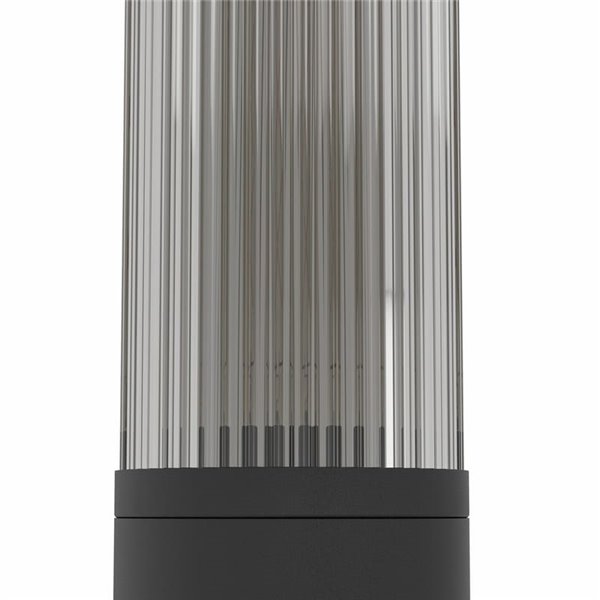 Aplique de pared exterior SALLE, negro cilíndrico con estructura de aluminio y plástico estriado, E27, IP54