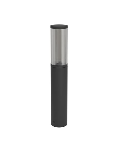 Baliza para exterior SALLE, negro con estructura de aluminio y plástico estriado, E27, IP54