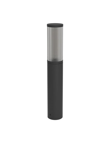 Baliza para exterior SALLE, negro con estructura de aluminio y plástico estriado, E27, IP54