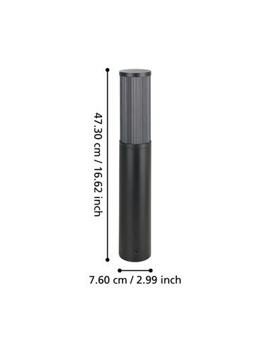 Baliza para exterior SALLE, negro con estructura de aluminio y plástico estriado, E27, IP54