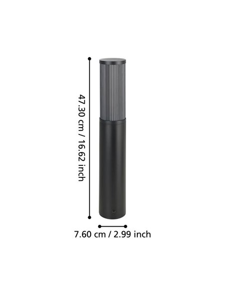 Baliza para exterior SALLE, negro con estructura de aluminio y plástico estriado, E27, IP54